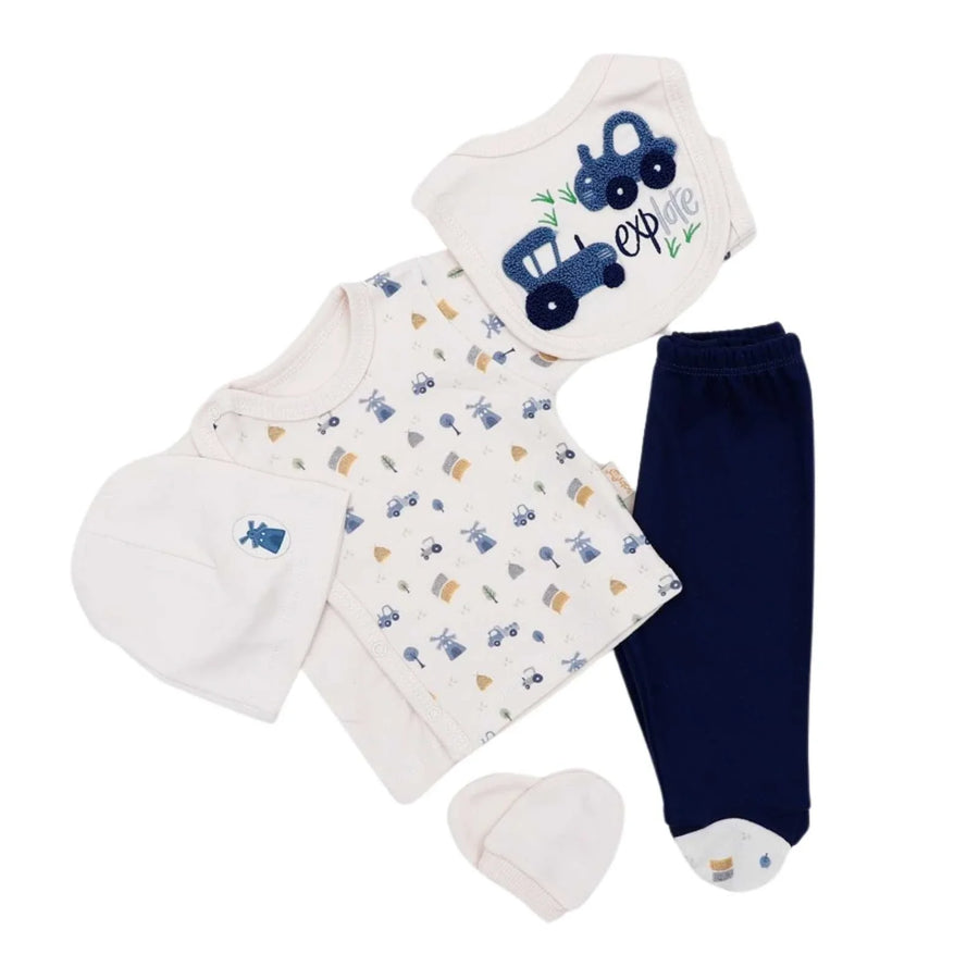 Araba Desenli Bebek Zıbın Takımı – 3 Ay – Lacivert