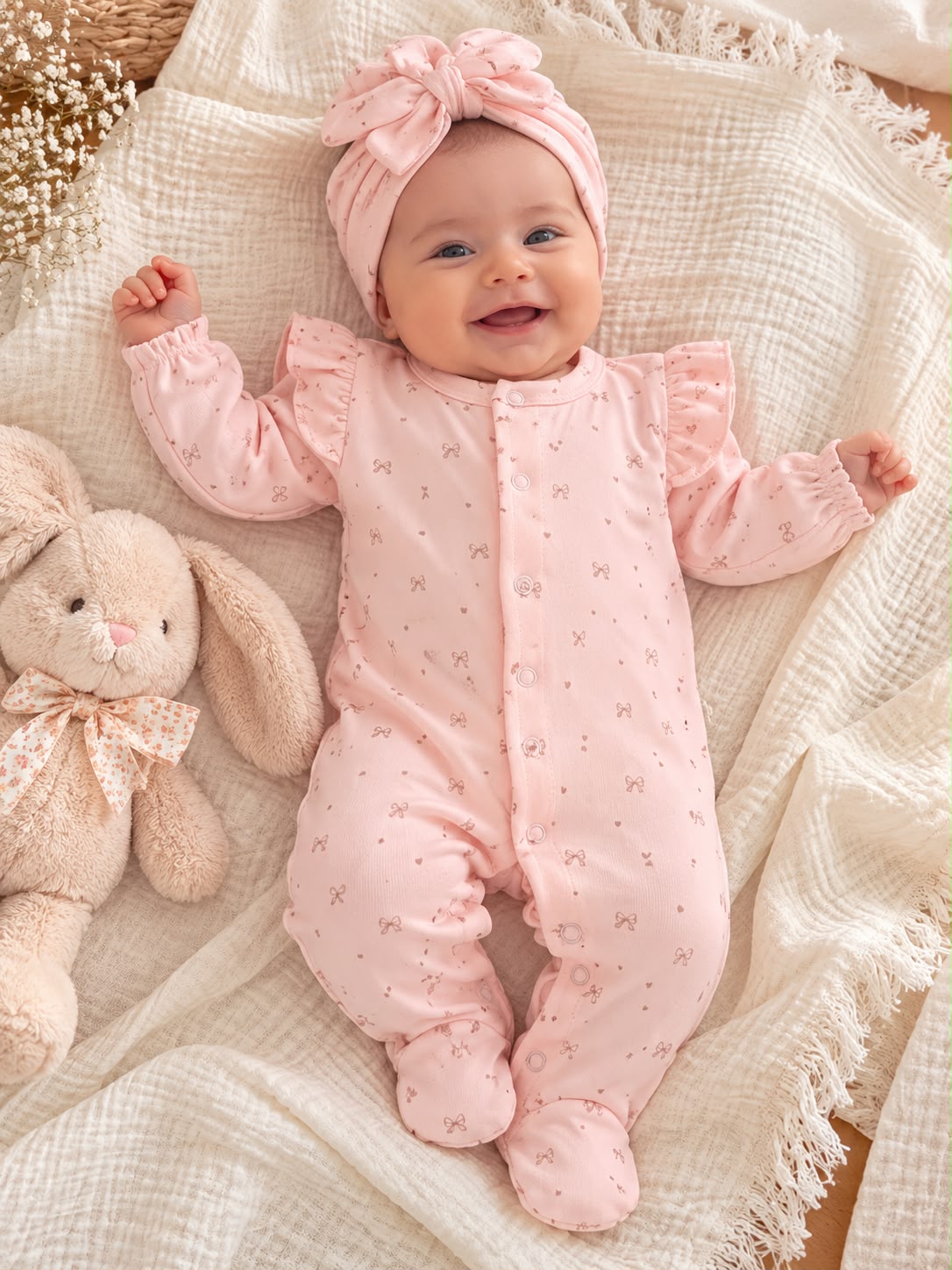 Kız Bebek Hoş Geldin Hediye Seti - pembe tulum