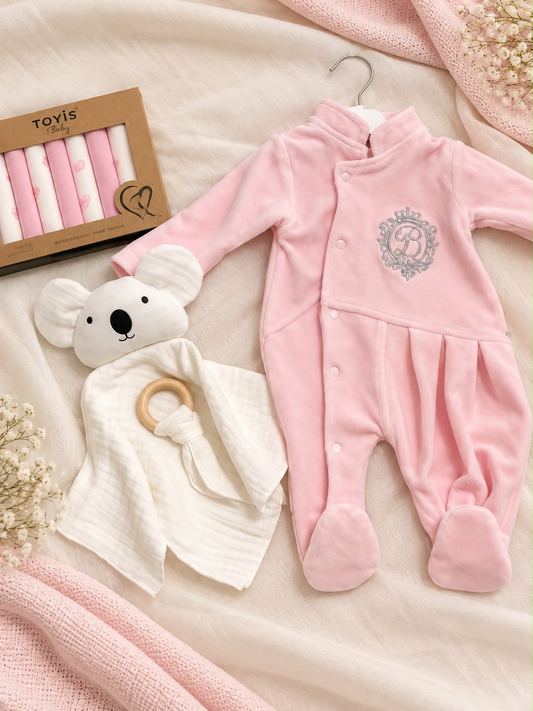Pembe Asalet kız bebek kadife hediye paketi
