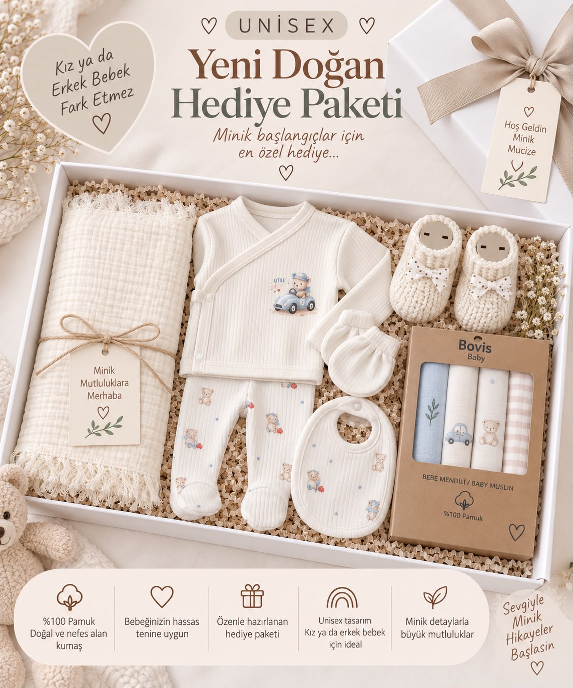 Unisex Yeni Doğan Hediye Paketi – Arabalı